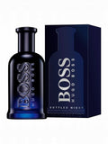 Maison Glitter Hugo Boss Bottled Night Eau de Toilette 100ml spray bottle and box, dark blue glass.