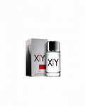 Maison Glitter Hugo XY Eau de Toilette for Men, 100ml. Clear glass bottle with silver cap and grey box.